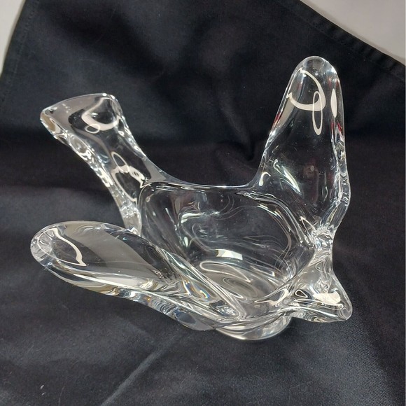 Princess House Other - Princess House Clear Glass Lead Crystal Flying Bird Dove Candy Bowl